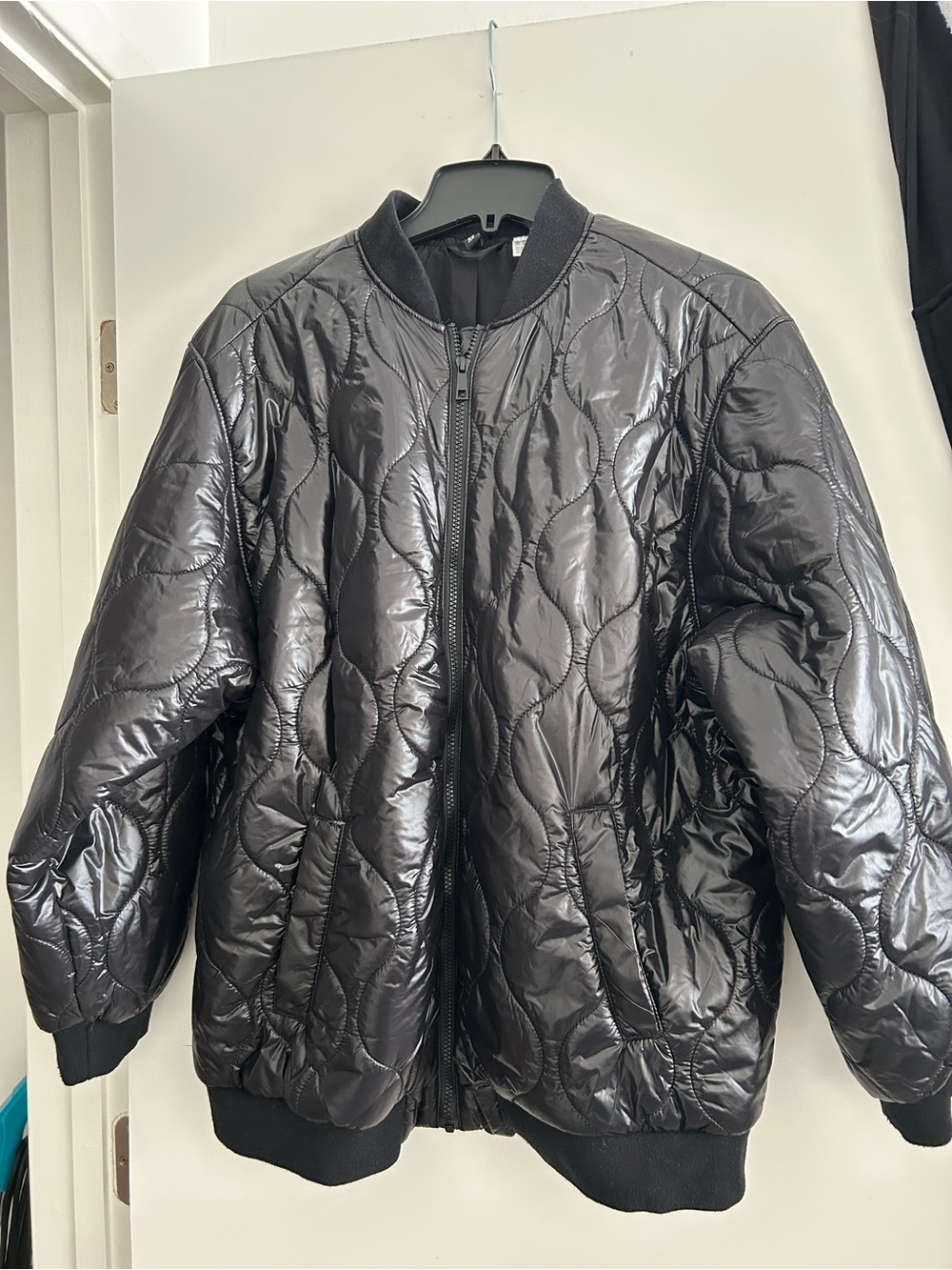 H&M Shiny Quilted oversized Bomber Jacket